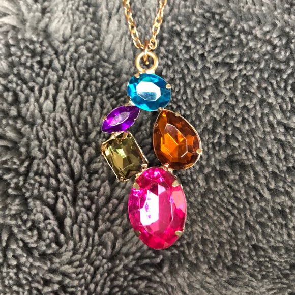 Multicolored Charm Gold Necklace - Picture 2 of 6